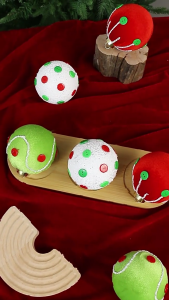 Christmas Plush Ball Ornaments 8cm Colorful Dots Lightweight Plush Sphere for Holiday Tree Decorations Party Supplies