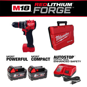 Milwaukee M18 Fuel Brushless Impact Drill 1/2" Electric Drill 550 in-lbs Peak Torque 13mm Chuck with 2 Batteries and Charger