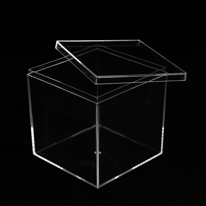High transparent acrylic collection packaging display box cover square