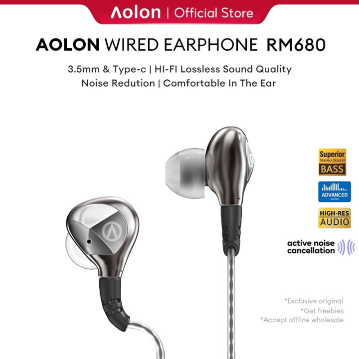 Aolon Wired Headphones RM680 Wired Earphone New In Ear Bass Earphone HI-FI Lossless Sound Quality