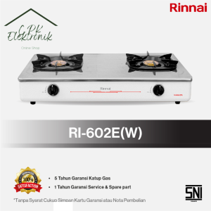 Kompor 2 Tungku Rinnai RI 602E White Stainless Steel