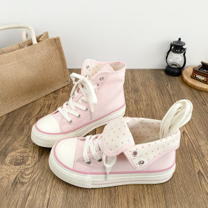 2026 Fresh Women Canvas Shoes High Top Female Flat Canvas Sneakers Lace Up Student Black Sport Shoes Pink Girls Shoe Summer2026