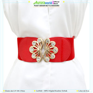 Auroraworld Gesper Elastis Big Size LP 100 - 150cm Super Mewah Ikat Pinggang Wanita Karet Plus Size Gesper Obi Fashion XXL-XXXL cocok dipadukan dengan Dress Tunik Gamis Kebaya