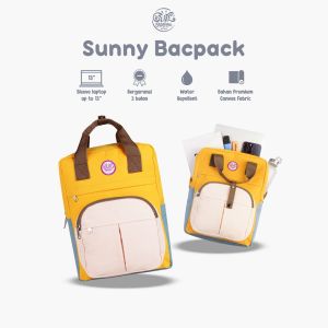Daily Backpack Tas Ransel Canvas Sekolah kuliah Serbaguna untuk Cewek Dari Girl Station Sunny series Salmon Yellow