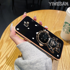 YIWESAN Casing Ponsel untuk Samsung J7 Prime 2 J7 Pro J7 2017 J7 2018 J2 Prime Case lembut astronot lipat dudukan Casing ponsel HP lensa penuh pelindung silikon Softcase pelindung kreatif Kesing
