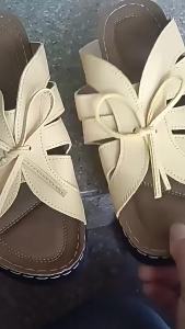 [Free Shipping] New Style Solid Color 20 Large Size 23 Flat Bottom Hollow Out Bowknot Slip-On Sandals With A Fish Mouth Design And A Wedge Heel