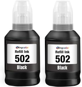 Compatible Replacement for Epson 502 Ink Refill Bottles Black Work for ET-3850 ET-2850 ET-3750 ET-2760 ET-3760 Printer 2 Packs of 502 Black Ink Bottles 140ml for Each