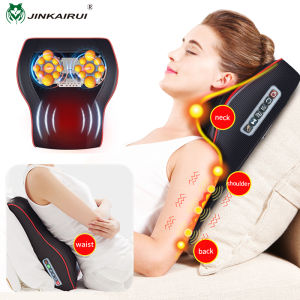 Jinkairui Neck Massager Back Massager Kneading Vibration Heating Massage Shoulder Massage Pillow Waist Body Massage Machine Home Car Use