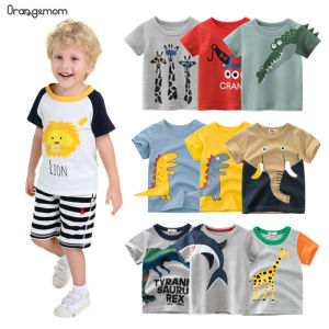 Childrens Clothing Summer New Fashion Baby Boys Short Sleeve T Shirt Cartoon Dinosaur Pattern Kid Boys Tops Tee