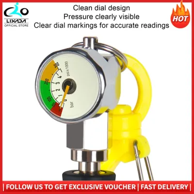 LIXADA Diving Pressure Gauge Glow in The Dark Submersible Pressure Gauge with Hose BCD Hook for Scuba Underwater Diving Equipment