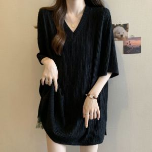 Atasan Wanita Dewasa Import Knit Lidi Garis Garis Besar Polosan Oversize kekinian Korean Style