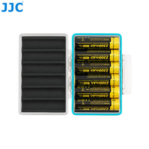 JJC 18650 Battery Storage Case 6 Slots 18650 Battery Box Holder Water-resistant Shockproof Protectective Box for Storing and Preventing 18650 Batteries Short Circuit Camera Flash Batteries Holding Box