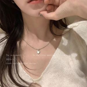 Real 925 sterling silver Necklace heart-shaped pendant Chain Fashion jewelry Gift silver