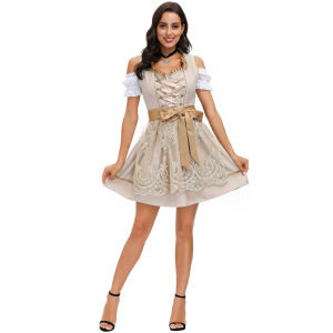 Oktoberfest Party Clubwaer Dresses Women Midi Red Traditional Dress Women Dirndl Dress With Dirndl Apron Halloween Party Outfits h2610
