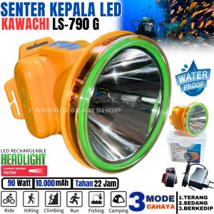 Headlamp Led Diving Dimmer Gratis Kacamata Selam - Senter Kepala Selam 90W KAWACHI LS-790G Cahaya Putih Super Terang Baterai Litihium 10.000mAh Tahan Hingga 22Jam Waterproof ~FSS