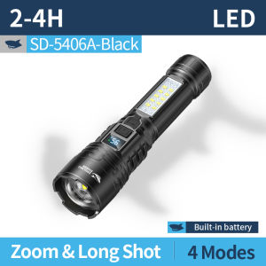 Mỉm cười cá mập sd5406 Đèn pin Led 4 chế độ với lõi ngô Đèn Cắm Trại Loại-C Đèn pin sạc được ánh sáng đèn xanh đỏ đèn cảnh báo cắm trại ngoài trời không thấm nước