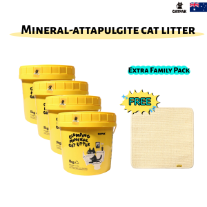 CATPAK - 4 Tubs of Cat litter  [4 × 5KG] (STRONG ODOR CONTROL  LOW DUST，ECO-FRIENDLY) + A Free Cat Scratching Mat