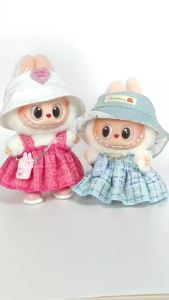 1st 2nd & 3rd Generation Labubu Clothing Hangers Labubu Sit-Sit Doll Outfits Plaid Perfume-style Overalls & Dresses