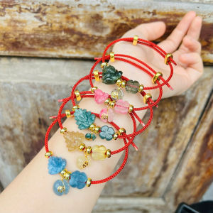 vòng tay hồ lỳ chúa đá phong thủy tự nhiên mix charm hoa và charm túi tiền đá phong thủy tự nhiên bọc vàng tây trang sức thiết kế đủ hóa đơn thẻ bảo hành