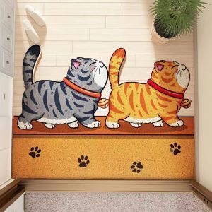 Entrance Door Carpet 40x60CM Cartoon PVC Washable Silk Circle Easy To Scrape Mud Anti Slip Rub Soil Thickened Floor Mat