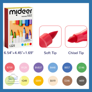(12PCS Dual Tip Washable Marker) Mideer Marker - Children Kid School Drawing Colouring Tools Marker Supplies