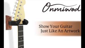 Onmiwod Guitar Wall Mount Auto Lock Walnut Wood Guitar Hanger Guitar Wall Hangers Guitar Holder Hook Wall Stand for Classical Acoustic Electric Guitar Bass Gift for Guitar Player