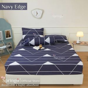 SPRINGO 4in1QueenKing/2in1Single Fitted Bedsheet Set Kain Tebal Cotton Cadar Getah Keliling Murah V#1