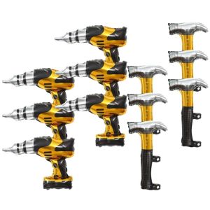 MMLUCK Aluminum Film Power Drill Hammer Modeling Balloon Thickened Cartoon Hand Holding Balloon Electric Drill Balloon Fun Electric Screwdriver Balloon Childrens