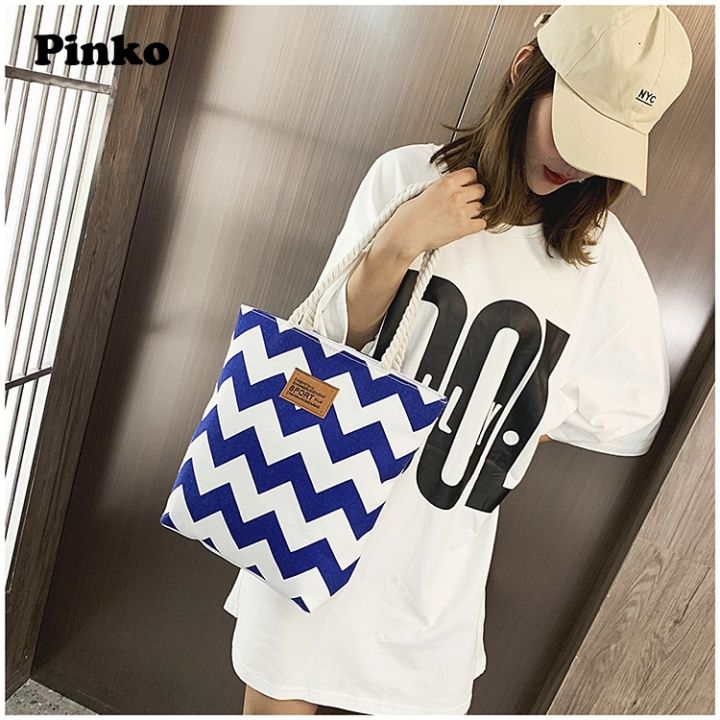 Pinko Canvas Japan Fashion Causal Tote Bags Handbags Sling