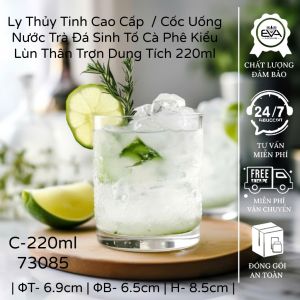 Bộ 6 Ly Rock Glass Central 150ml - Ly Thủy Tinh Lùn Thân Trụ Đa Giác - Dùng Cho Quán Bar Phòng Khách