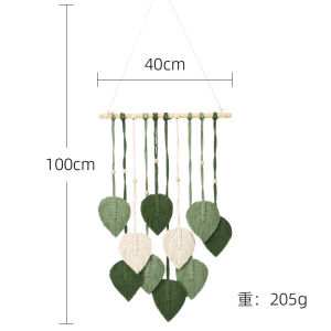 Macrame Wall Hanging Tapestry Boho Leaf Woven Wall Decor Nordic Ins Style Handmade Tassel Leaves Wall Ornament for Bedroom Living Room Home Decoration