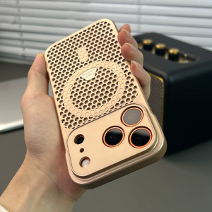 Frameless Honeycomb Holes Heat Dissipation Case for iPhone 17 16 15 14 13 12 Pro Max For Magsafe Wireless Charging Cooling Cover