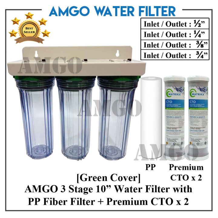 AMGO 3 Stage Water Filter Three Stage Water Filter Heavy Duty 10" 3
