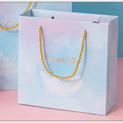 High Quality Marble Printing Gift Paper Bag Premium Thick Shopping Bag Wedding Birthday Snack Goodies Door Gift Bag