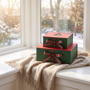 TEWUB Organizer Christmas Gifts Box Xmas Tree Flip-Top Gifts Packaging Box Party Supplies Ribbon Bow Holiday Wrapping Box Christmas