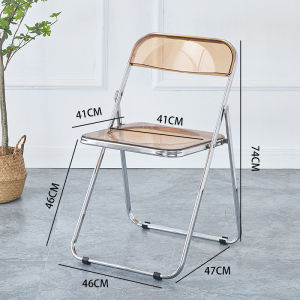 Nordic Chair Transparent Coffee Chair Office Chair Minimalist Folding Chair Portable With Back Rest Foldable  Bedroom Living Room Home Chairs Nordic Dining Chair Foldable Chair For Study Table