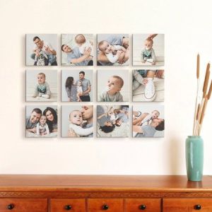 PAKET TERMURAH! Cetak 9 Photo + 9 bingkai ukuran 20x20cm list putih/hitam langsung tempel tanpa paku