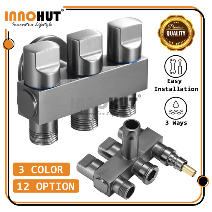 Innohut 3Ways Copper Tap Valve Toilet Sink Bidet Tap Paip Air Washing Machine Tap Head Angle