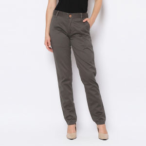 2nd RED Celana Panjang Wanita Cheerful Long Pants Twill Soft Abu Tua 222502