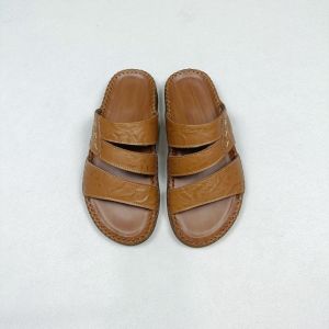 Dép nam quai chéo quai ngang da bò thật DM017 đế doctor may đế bản thoáng trẻ trung
