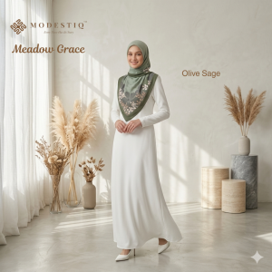 Modestiq Meadow Grace Cotton Bawal | Soft Breathable Cotton Square Hijab | Printed Floral Bawal 115cm