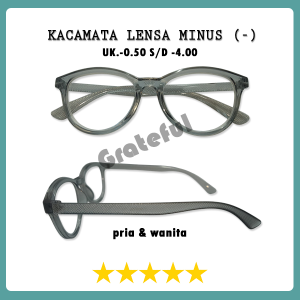 Kacamata Rabun Jauh Minus Wanita dan Pria Ukuran 0.50 Sampai 4.00 Bentuk Oval Warna Abu Bening Seperti Jelly Frame Ringan Kokoh - Cocok Untuk Pria Wanita