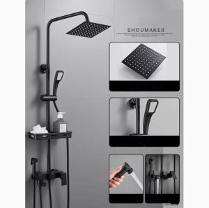 European Style Faucet Bathroom Shower Faucet Sets for Storage Water Heater Classic Bath Rainfall Shower Head & Handheld Hot and Cold Water Sprayer Adjustable