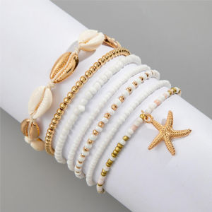 【COD】7Pcs/Set Faux Pearl Decor Bracelet Bohemian Style Beach Vibe Shell Jewelry Woven Bracelet
