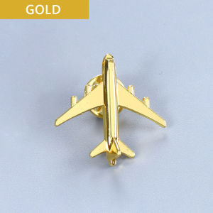 Statement Airplane Brooch for Men Jewelry Blue Enamel Gold-color Metal Brooches Pin Fighter Aircraft Model Jewelry