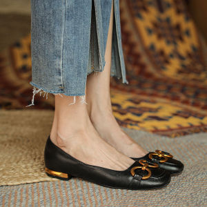 British Style Women High Heel Shoes Vintage Mules Soft Leather Square Toe Sandals