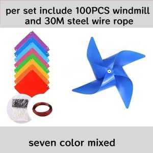 30m 100pcs Plastic Pinwheels Fiesta Flag Assorted Colors Home Garden Party Supply