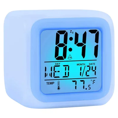 [jusumall]Alarm Clock Digital Travel for Bedroom Boy GirlSmall Desk Bedside ClocksDisplay Time/Date LED Night Light with Snooze