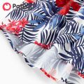 PatPat Family Matching Black Cotton Tee Beach Short-sleeve Shirt and Flora Print Splicing Halter Strap Midi Dress Sets. 