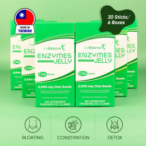 LivBalance Enzymes Jelly (30 Sachets): Reduce Bloating and Constipation with Plant Enzymes & Chia Seeds